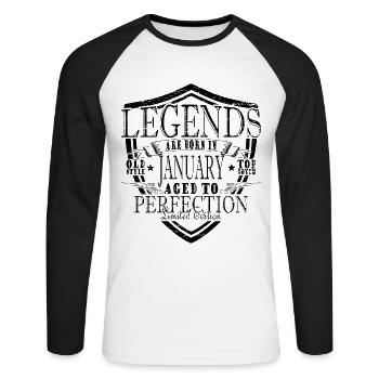 Legends January - Unisex Long Sleeve Baseball T-Shirt - white/black - Front - Nik (191cm)