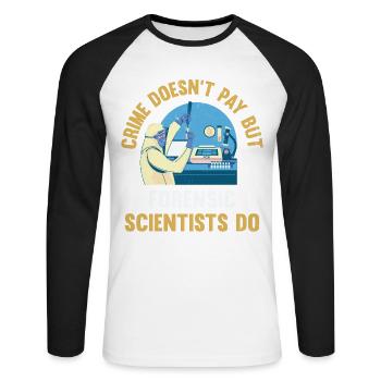 Le crime ne paie pas, mais un médecin légiste - T-shirt baseball manches longues Homme - blanc/noir - Devant - Nik (191cm)