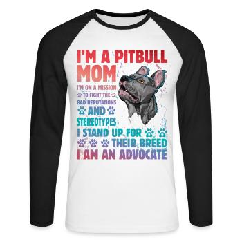 Pitbull drôle de dicton - T-shirt baseball manches longues Homme - blanc/noir - Devant - Nik (191cm)