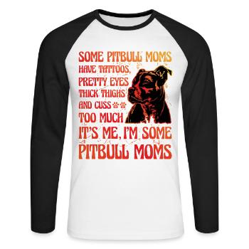 Pitbull Maman drôle de dicton - T-shirt baseball manches longues Homme - blanc/noir - Devant - Nik (191cm)