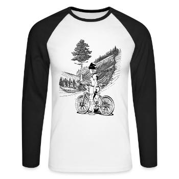 Adventure shirt for mountain bikers: freedom & style - Unisex Long Sleeve Baseball T-Shirt - white/black - Front - Nik (191cm)