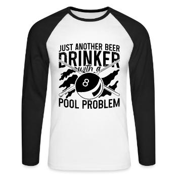 Juste un autre buveur de bière Cue Stick Pool Player - T-shirt baseball manches longues Homme - blanc/noir - Devant - Nik (191cm)