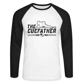 The Cuefather Cue Sports Loves Snooker Pool Player - Unisex Long Sleeve Baseball T-Shirt - white/black - Front - Nik (191cm)