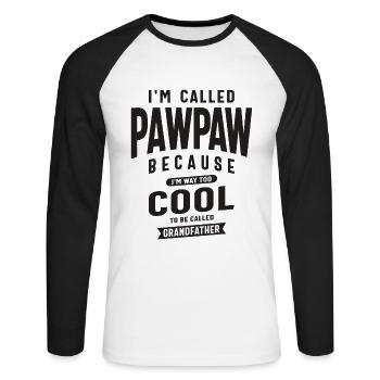 Pawpaw - Zu cool für den Opa-Status - Unisex Baseballshirt langarm - Weiß/Schwarz - Vorne - Nik (191cm)