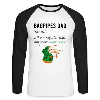 Dudelsack für Dudelsackspieler und Schotten - Unisex Baseballshirt langarm - Weiß/Schwarz - Vorne - Nik (191cm)