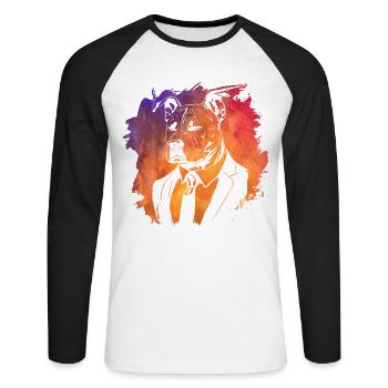 Pitbull - T-shirt baseball manches longues Homme - blanc/noir - Devant - Nik (191cm)