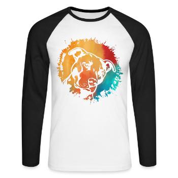 Pitbull - T-shirt baseball manches longues Homme - blanc/noir - Devant - Nik (191cm)
