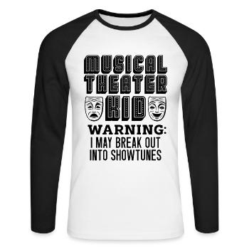 Théâtre musical Kid Warning I Drame Acteur de théâtre - T-shirt baseball manches longues Homme - blanc/noir - Devant - Nik (191cm)