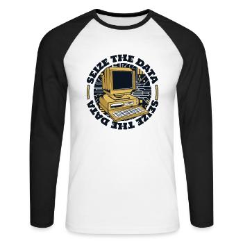 Saisir l’administrateur de données Informatique Opérations Informatique Informaticien - T-shirt baseball manches longues Homme - blanc/noir - Devant - Nik (191cm)