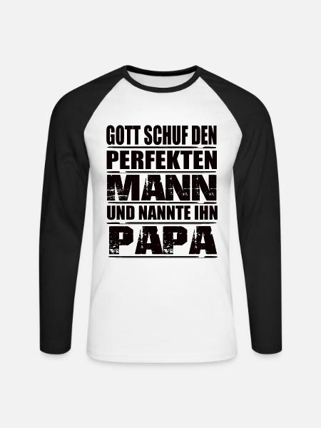 Papa - Unisex Baseballshirt langarm - Weiß/Schwarz