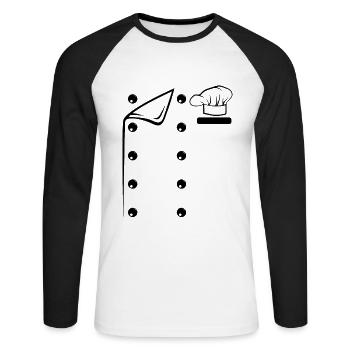 Chef Costume Culinary Chef Restaurant Chef - Unisex Baseballshirt langarm - Weiß/Schwarz - Vorne - Nik (191cm)