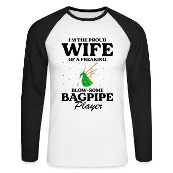 Bagpipes for pipers and Scots - Unisex Long Sleeve Baseball T-Shirt - white/black - Front - Nik (191cm)