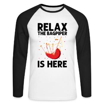 Bagpipes for pipers and Scots - Unisex Long Sleeve Baseball T-Shirt - white/black - Front - Nik (191cm)