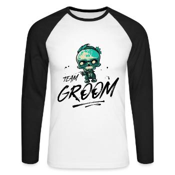Team Groom Wedding Skeleton - Unisex Long Sleeve Baseball T-Shirt - white/black - Front - Nik (191cm)