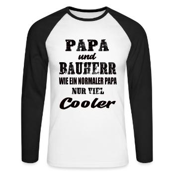 Papa und Bauherr - Unisex Baseballshirt langarm - Weiß/Schwarz - Vorne - Nik (191cm)