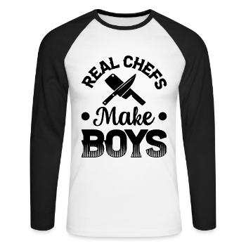 Vrai chef Faire des garçons Cuisine Chef Garçons Cuisine Cuisinier - T-shirt baseball manches longues Homme - blanc/noir - Devant - Nik (191cm)