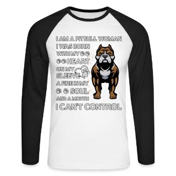 Pitbull drôle de dicton - T-shirt baseball manches longues Homme - blanc/noir - Devant - Nik (191cm)