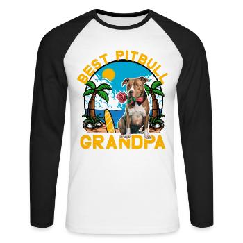 Meilleur grand-père Pitbull - T-shirt baseball manches longues Homme - blanc/noir - Devant - Nik (191cm)