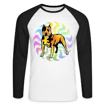 Pitbull Retro - Unisex Long Sleeve Baseball T-Shirt - white/black - Front - Nik (191cm)