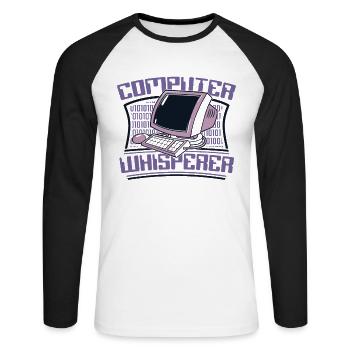 Computer Whisperer Admin IT-Betrieb Administrator - Unisex Baseballshirt langarm - Weiß/Schwarz - Vorne - Nik (191cm)