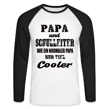 Papa und Schulleiter - Unisex Baseballshirt langarm - Weiß/Schwarz - Vorne - Nik (191cm)