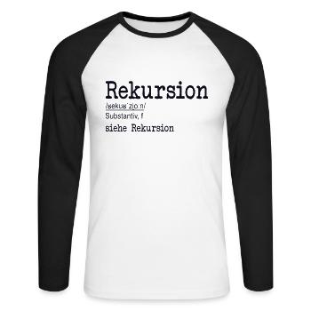 Rekursion Definition Softwareentwickler Coder - Unisex Baseballshirt langarm - Weiß/Schwarz - Vorne - Nik (191cm)
