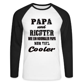 Papa und Richter - Unisex Baseballshirt langarm - Weiß/Schwarz - Vorne - Nik (191cm)