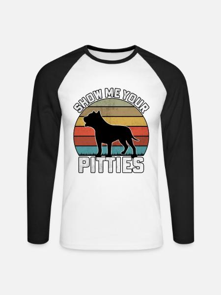 Show me your pitties - Unisex Long Sleeve Baseball T-Shirt - white/black