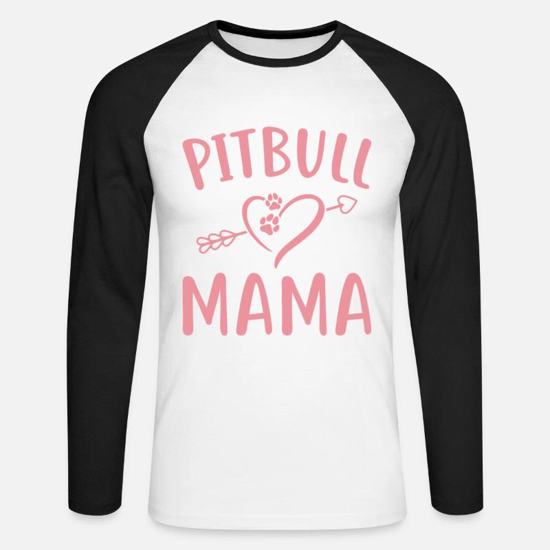 Pitbull Mama - Unisex Baseballshirt langarm - Weiß/Schwarz