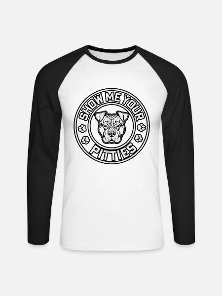 Show me your pitties - Unisex Long Sleeve Baseball T-Shirt - white/black