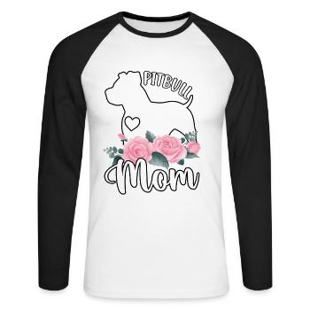 Pitbull Mom - Unisex Long Sleeve Baseball T-Shirt - white/black - Front - Nik (191cm)