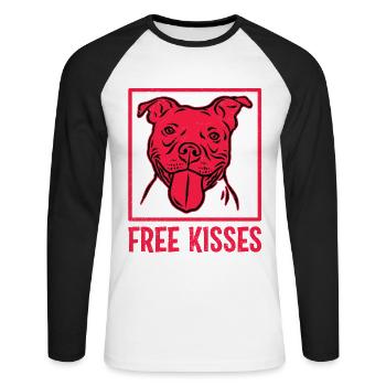 Bisous gratuits Pitbull - T-shirt baseball manches longues Homme - blanc/noir - Devant - Nik (191cm)