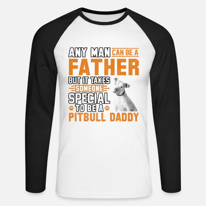 Pitbull Daddy Father - Unisex Baseballshirt langarm - Weiß/Schwarz