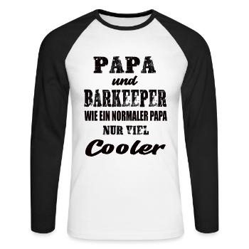 Papa und Barkeeper Bar Nachtleben Cocktails - Unisex Baseballshirt langarm - Weiß/Schwarz - Vorne - Nik (191cm)