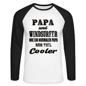 Papa und Windsurfer Windsurfen Wassersport - Unisex Baseballshirt langarm - Weiß/Schwarz - Vorne - Nik (191cm)