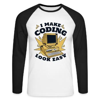 I Make Coding Look Easy Developer Coder - Unisex Long Sleeve Baseball T-Shirt - white/black - Front - Nik (191cm)