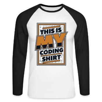 Ceci est mon codeur de développeur de vêtements de codage - T-shirt baseball manches longues Homme - blanc/noir - Devant - Nik (191cm)