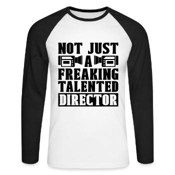 Pas seulement un réalisateur de films talentueux - T-shirt baseball manches longues Homme - blanc/noir - Devant - Nik (191cm)