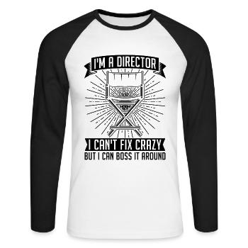 Je suis un réalisateur que je ne peux pas réparer Réalisateurs de films de cinéma - T-shirt baseball manches longues Homme - blanc/noir - Devant - Nik (191cm)