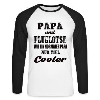 Papa und Fluglotse - Unisex Baseballshirt langarm - Weiß/Schwarz - Vorne - Nik (191cm)