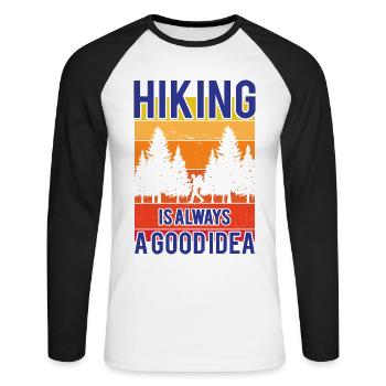 Hiking is always a good idea - Unisex Long Sleeve Baseball T-Shirt - white/black - Front - Nik (191cm)