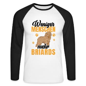 Mehr Briards Berger de Brie - Unisex Baseballshirt langarm - Weiß/Schwarz - Vorne - Nik (191cm)