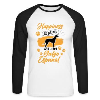 Galgo Español vous fait plaisir Lévrier espagnol - T-shirt baseball manches longues Homme - blanc/noir - Devant - Nik (191cm)