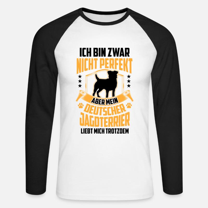 Deutscher Jagdterrier ist nicht perfekt - Unisex Baseballshirt langarm - Weiß/Schwarz