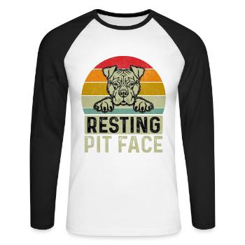 Resting Pit face - Unisex Baseballshirt langarm - Weiß/Schwarz - Vorne - Nik (191cm)