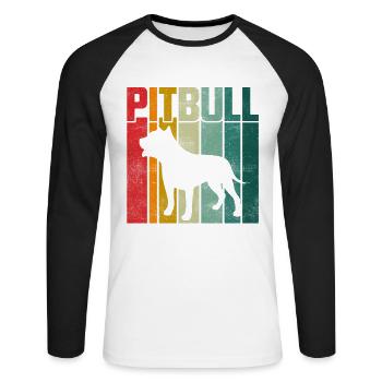 Pitbull Rétro - T-shirt baseball manches longues Homme - blanc/noir - Devant - Nik (191cm)