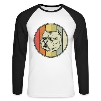 Pitbull Rétro - T-shirt baseball manches longues Homme - blanc/noir - Devant - Nik (191cm)