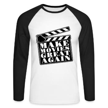 Make Movies Great Again Cinematographer Filmmaker - Unisex Long Sleeve Baseball T-Shirt - white/black - Front - Nik (191cm)