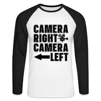 Camera Right Camera Left Film Producer Filmmaker - Unisex Long Sleeve Baseball T-Shirt - white/black - Front - Nik (191cm)
