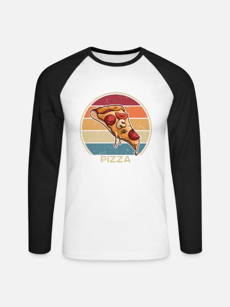 Retro Pizza Bakke Pizza Ovn Pizza Pizza Lovers - Langærmet herre-baseballshirt - hvid/sort